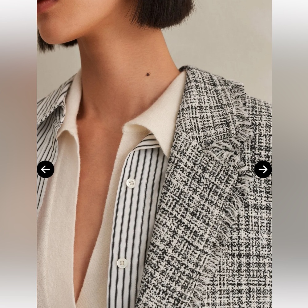 Me + Em Cotton-Blend Fringe Trim Crop Jacket - Picture 2 of 7